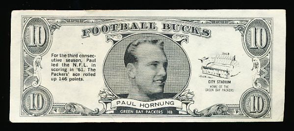 1962 Topps Ftbl. “Football Bucks” #5 Paul Hornung, Packers