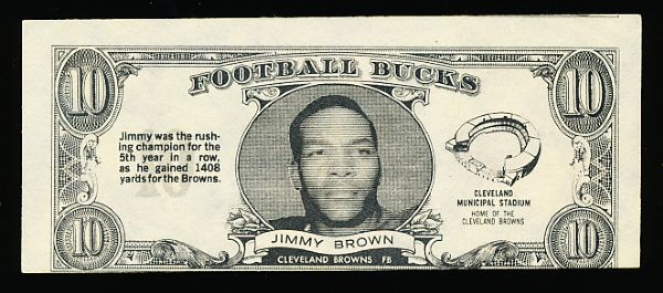 1962 Topps Ftbl. “Football Bucks” #7 Jimmy Brown, Browns