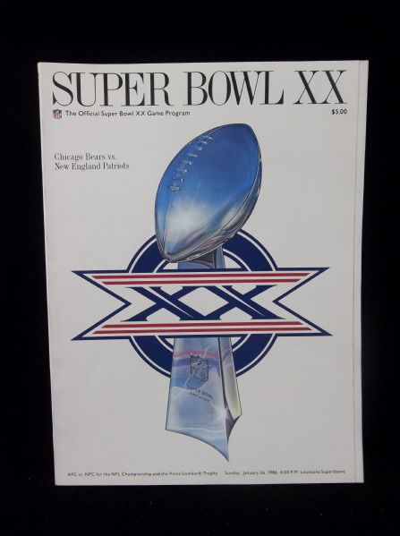 January 26, 1986 Super Bowl XX NFL Program- Chicago vs. New England