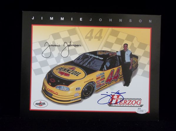 Jimmie Johnson Autographed Herzog Racing 8-½” x 11” Handout- JSA Authenticated
