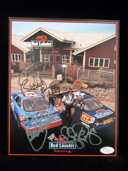 Richard Petty, Kyle Petty, and John Andretti Autographed Red Lobster Racing 8” x 10” Handout- JSA Authenticated