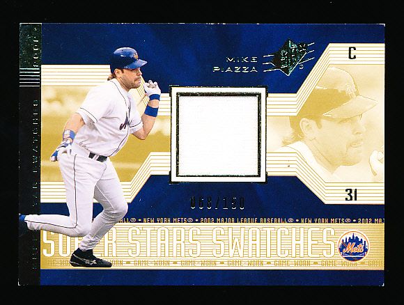 2002 SPx Bsbl. “Super Stars Swatches Gold” #174 Mike Piazza- 2 Cards