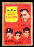1962 Topps Bb- #55 AL ERA Ldrs- Pappas/Mossi etc- 9 Cards