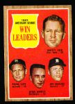 1962 Topps Bb- # 57 AL Pitching Ldrs- 4 Cards- (Ford/ Bunning etc)
