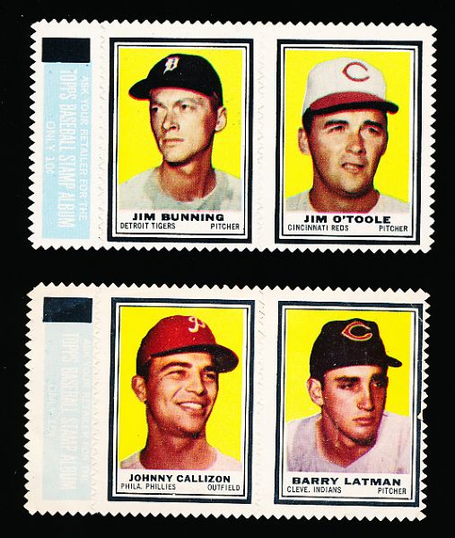 1962 Topps BB Stamp Pairs- 6 Diff.- with Tabs