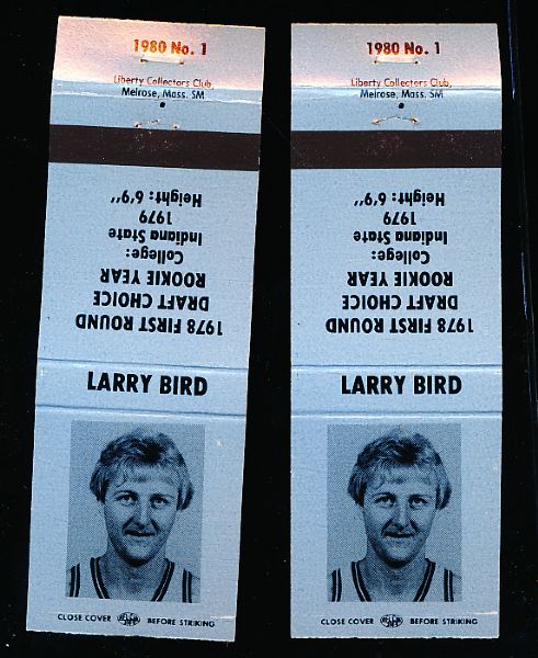 1980 Liberty Match Covers- Larry Bird (Light Blue)- 20 Match Covers