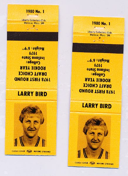 1980 Liberty Match Covers- Larry Bird (Orange)- 20 Match Covers
