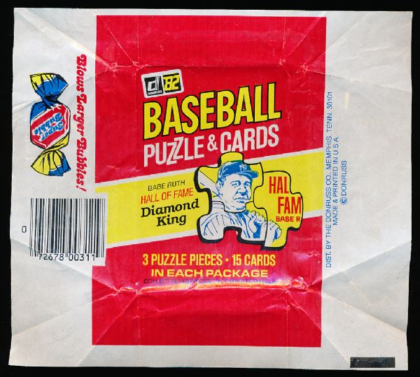 1982 Donruss Baseball Wrappers with Babe Ruth on front- 50 Wrappers