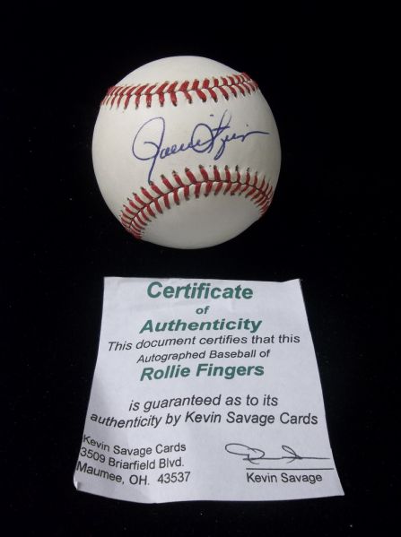 Rollie Fingers Autographed Official AL Bobby Brown Bsbl.