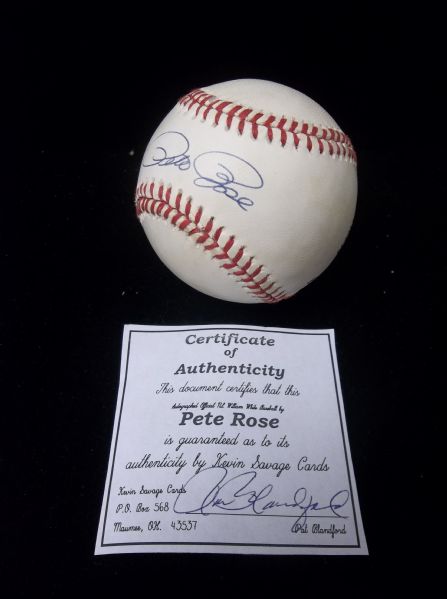 Pete Rose Autographed Official NL William White Bsbl.