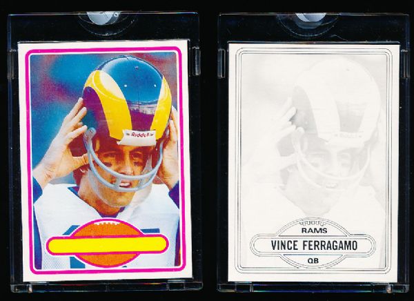 1980 Topps Ftbl. Topps Vault #293 Vince Ferragamo- 2 Diff. Progression Proofs