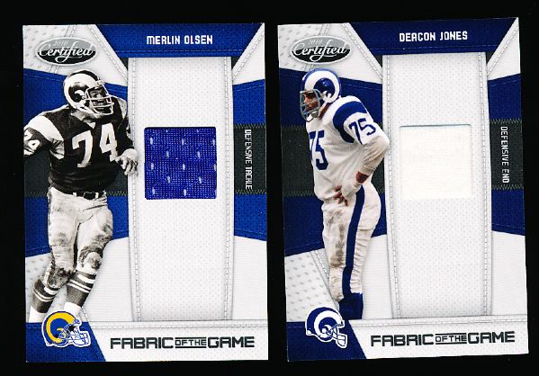 2010 Panini Certified Ftbl. “Fabrics of the Game”- 2 Diff. Hall of Fame L. A. Rams- both NrMt, #/250