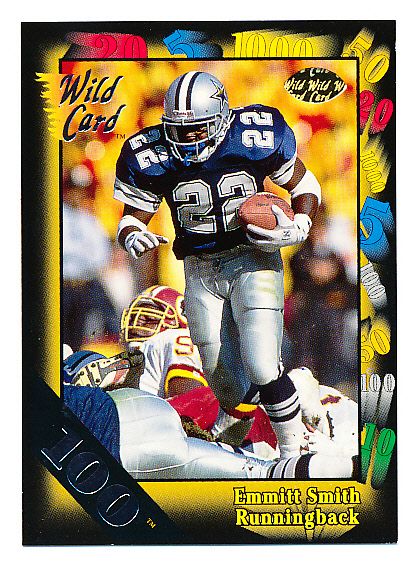 1991 Wild Card Ftbl. “100 Stripe” #46 Emmitt Smith, Cowboys
