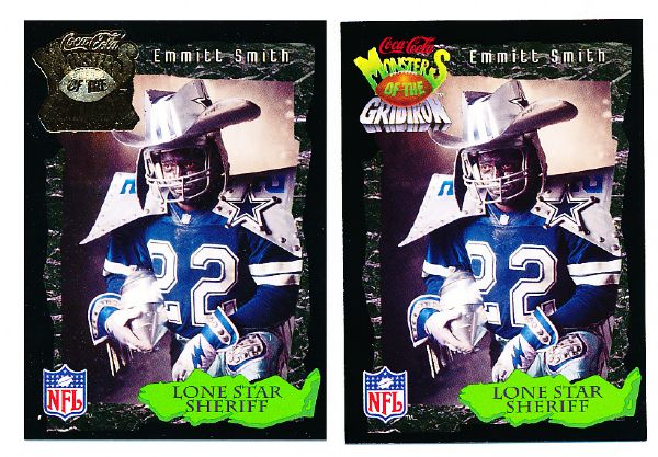 1994 Coca-Cola Monsters of the Gridiron Ftbl. #8 Emmitt Smith- 2 Diff. Versions