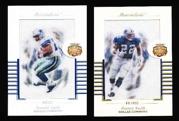 2002 Fleer Focus Jersey Edition Ftbl. “Materialistic” #5 Emmitt Smith- both versions