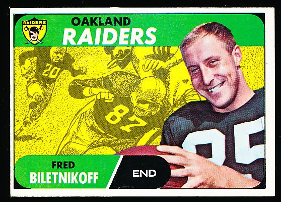 1968 Topps Fb- #168 Fred Biletnikoff, Raiders- 4 Cards