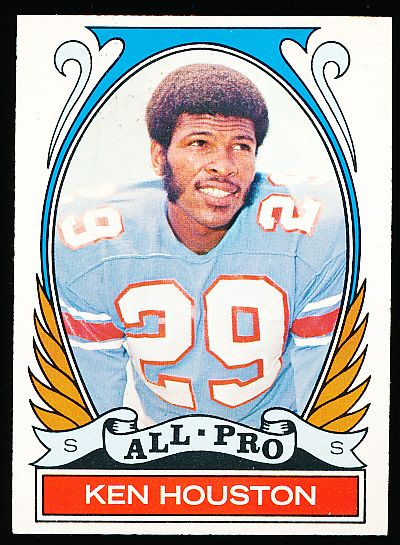1972 Topps Fb- #287 Ken Houston, Oilers All Pro- 2 Cards