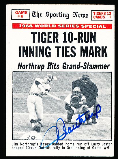 1969 Topps Bsbl. #167 Tiger 10-Run Inning Ties Mark- Autographed by Jim Northrup