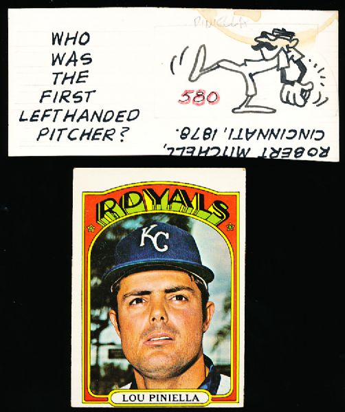 1972 Topps Bsbl. #580 Lou Pinella, Royals- Original Comic Art