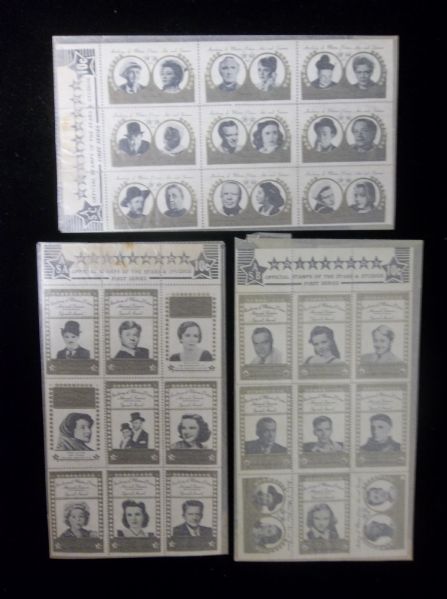 1947 Hollywood Starstamps- 3 Diff. Sheets of 9 Stamps