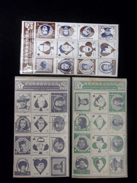 1947 Hollywood Starstamps- 3 Diff. Sheets of 12 Stamps
