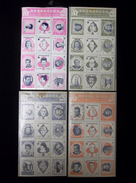 1947 Hollywood Starstamps- 4 Diff. Sheets of 12 Stamps