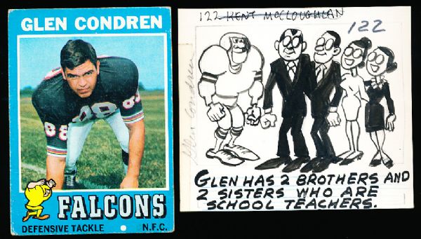 1971 Topps Ftbl. #122 Glen Condren, Falcons- Original Comic Art