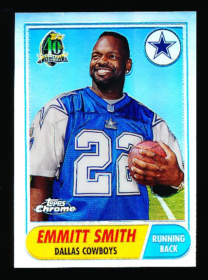 1996 Topps Chrome Ftbl. “Topps 40th Anniversary Retros” #13 Emmitt Smith, Cowboys- 2 Diff. Cards