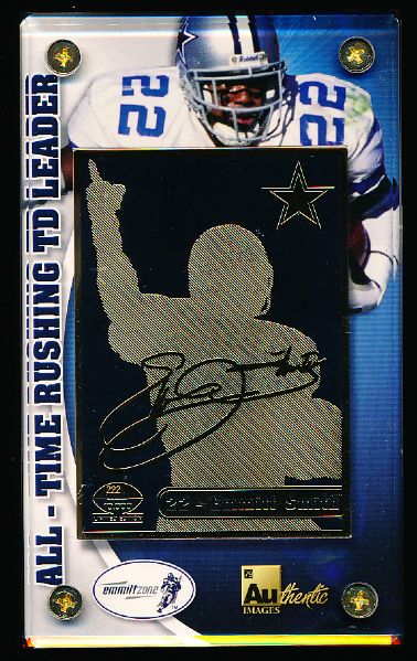 2003 AUthentic Images/ Danbury Mint Emmitt Smith All-Time Rushing Leader Commemorative 22kt Etched card with COA card