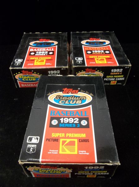 1992 Stadium Club Baseball- One Unopened Wax Box From All Three Series
