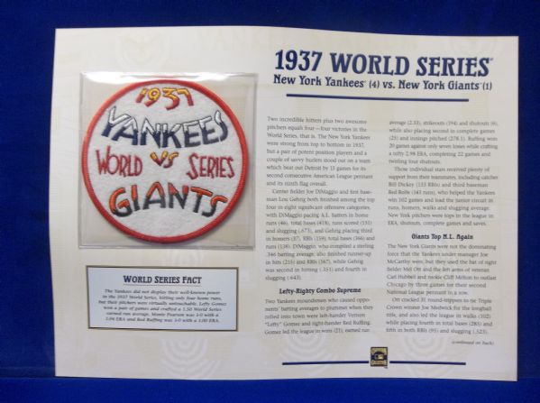 Willabee & Ward 1937 World Series N.Y. Yankees vs. N.Y. Giants Patch