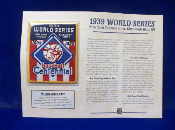 Willabee & Ward 1939 World Series N.Y. Yankees vs. Cincinnati Reds Patch