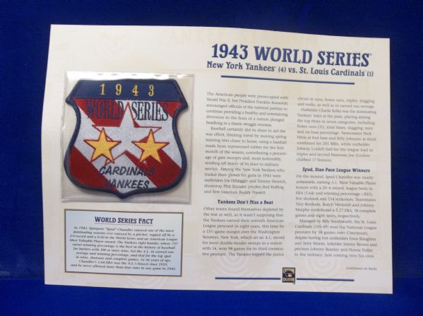 Willabee & Ward 1943 World Series N.Y. Yankees vs. St. Louis Cardinals Patch