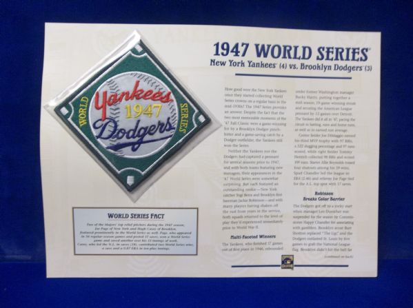 Willabee & Ward 1947 World Series N.Y. Yankees vs. Brooklyn Dodgers Patch