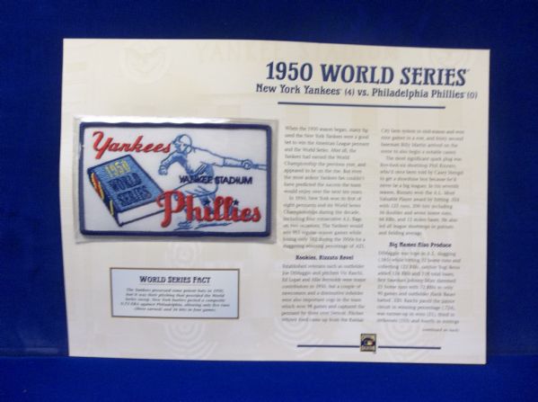 Willabee & Ward 1950 World Series N.Y. Yankees vs. Philadelphia Phillies Patch