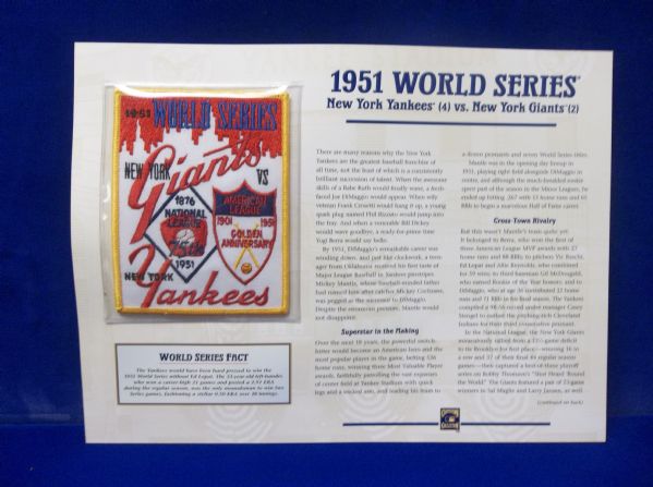 Willabee & Ward 1951 World Series N.Y. Yankees vs. N.Y. Giants Patch
