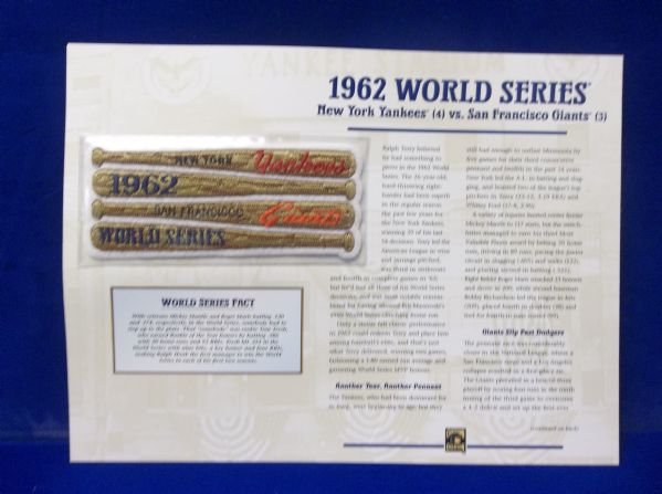 Willabee & Ward 1962 World Series N.Y. Yankees vs. San Francisco Giants Patch