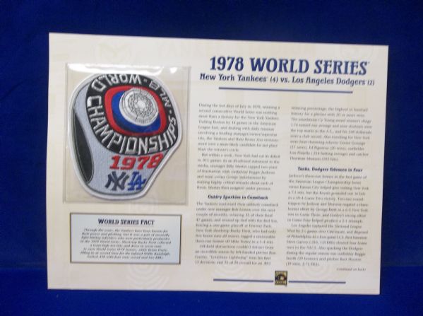 Willabee & Ward 1978 World Series N.Y. Yankees vs. Los Angeles Dodgers Patch