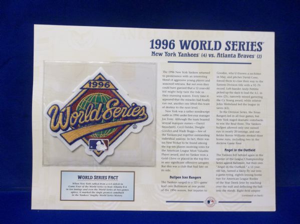 Willabee & Ward 1996 World Series N.Y. Yankees vs. Atlanta Braves Patch