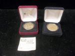 Two Diff. Highland Mint Solid Bronze Replica “Coin Flip” Limited Ed. Coins- Super Bowl XXXVI & XXXVIII- Serial Numbered of 10,000