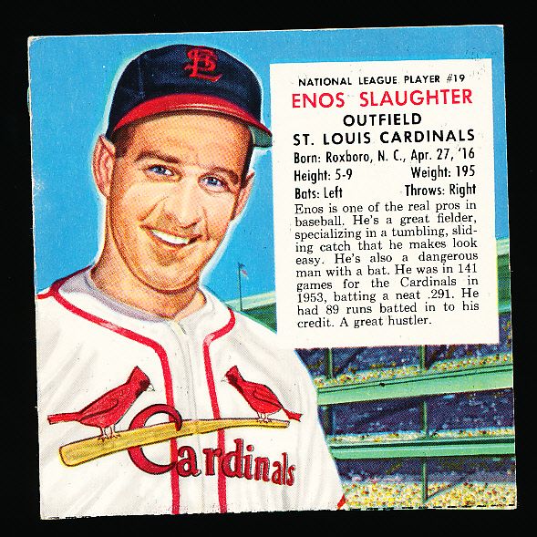 1954 Red Man- No Tabs- NL # 19 Enos Slaughter, Cardinals