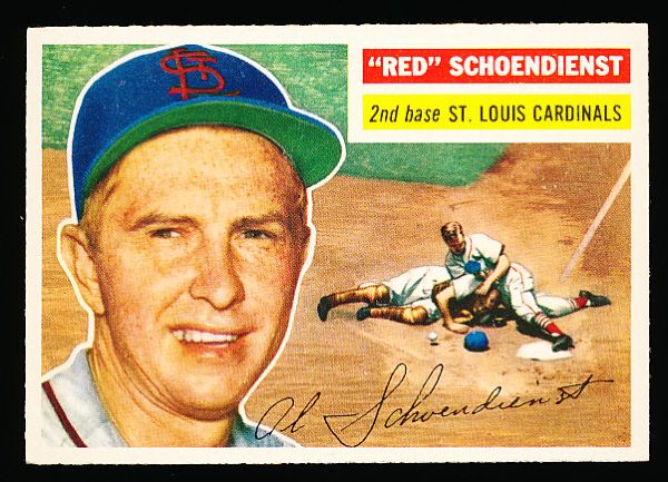 1956 Topps Baseball- #165 Red Schoemdienst, Cardinals