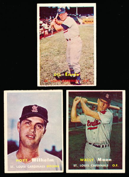 1957 Topps Baseball- 3 Diff. Cardinals