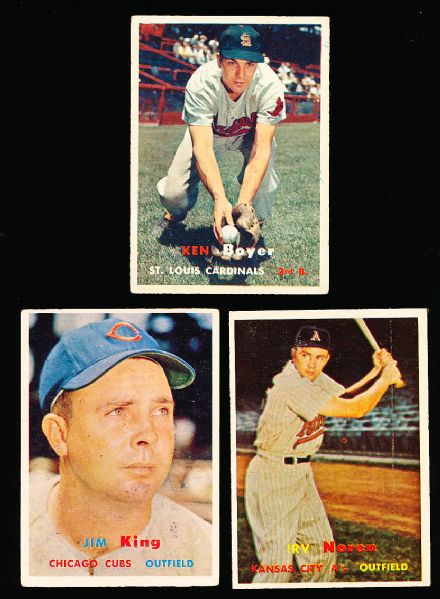 1957 Topps Baseball- 3 Diff.