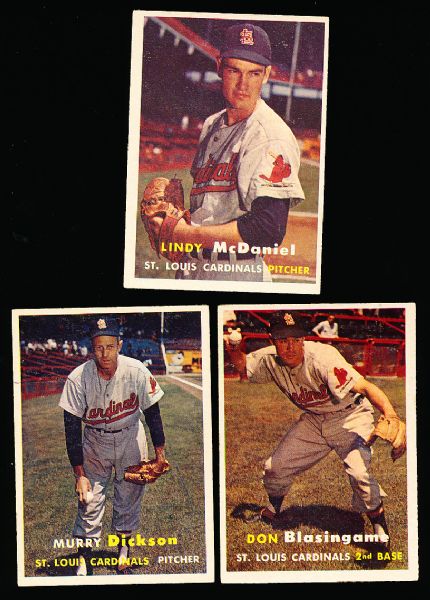 1957 Topps Baseball- 3 Diff. Cardinals