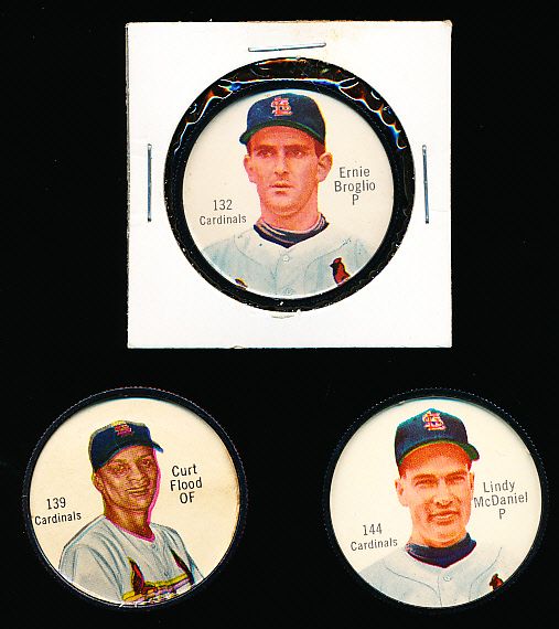1962 Salada Baseball Coins- 3 Diff. Cardinals
