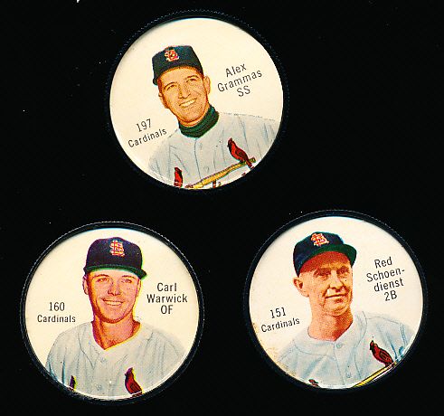 1962 Salada Baseball Coins- 3 Diff. Cardinals