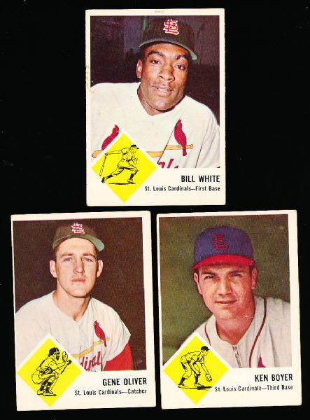 1963 Fleer Bb- 3 Diff. Cardinals