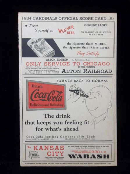 1934 St. Louis Cardinals Scorecard vs. NY Giants