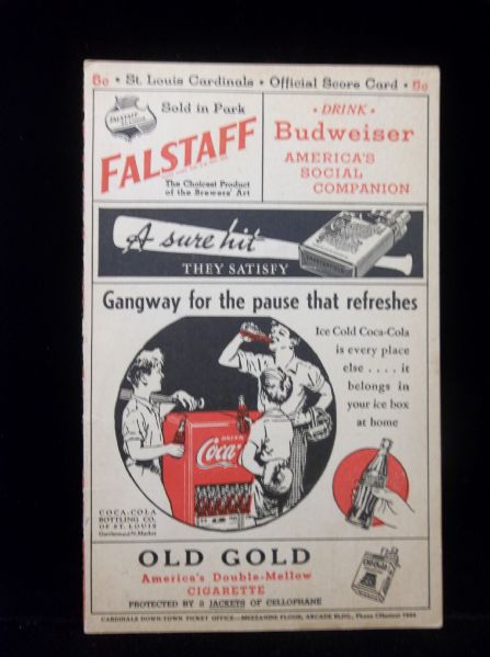 1937 St. Louis Cardinals Scorecard vs. Brooklyn